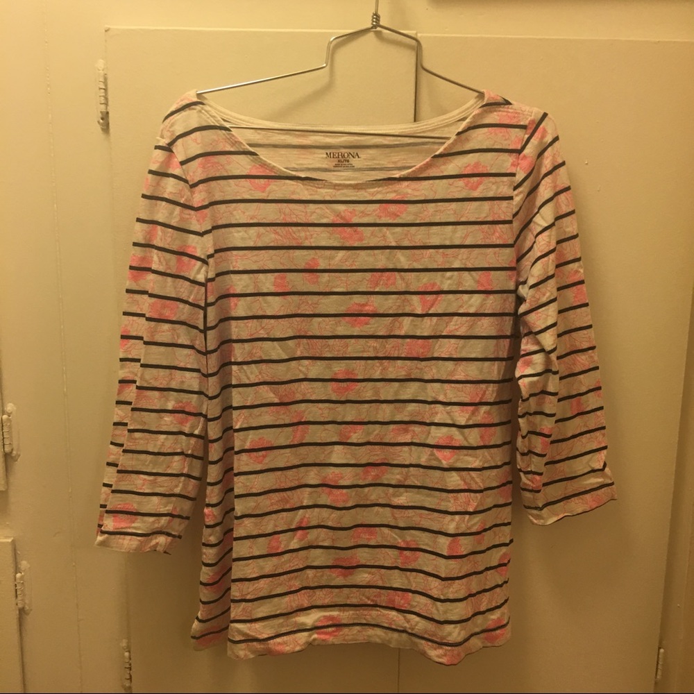 Merona 3/4 length striped top