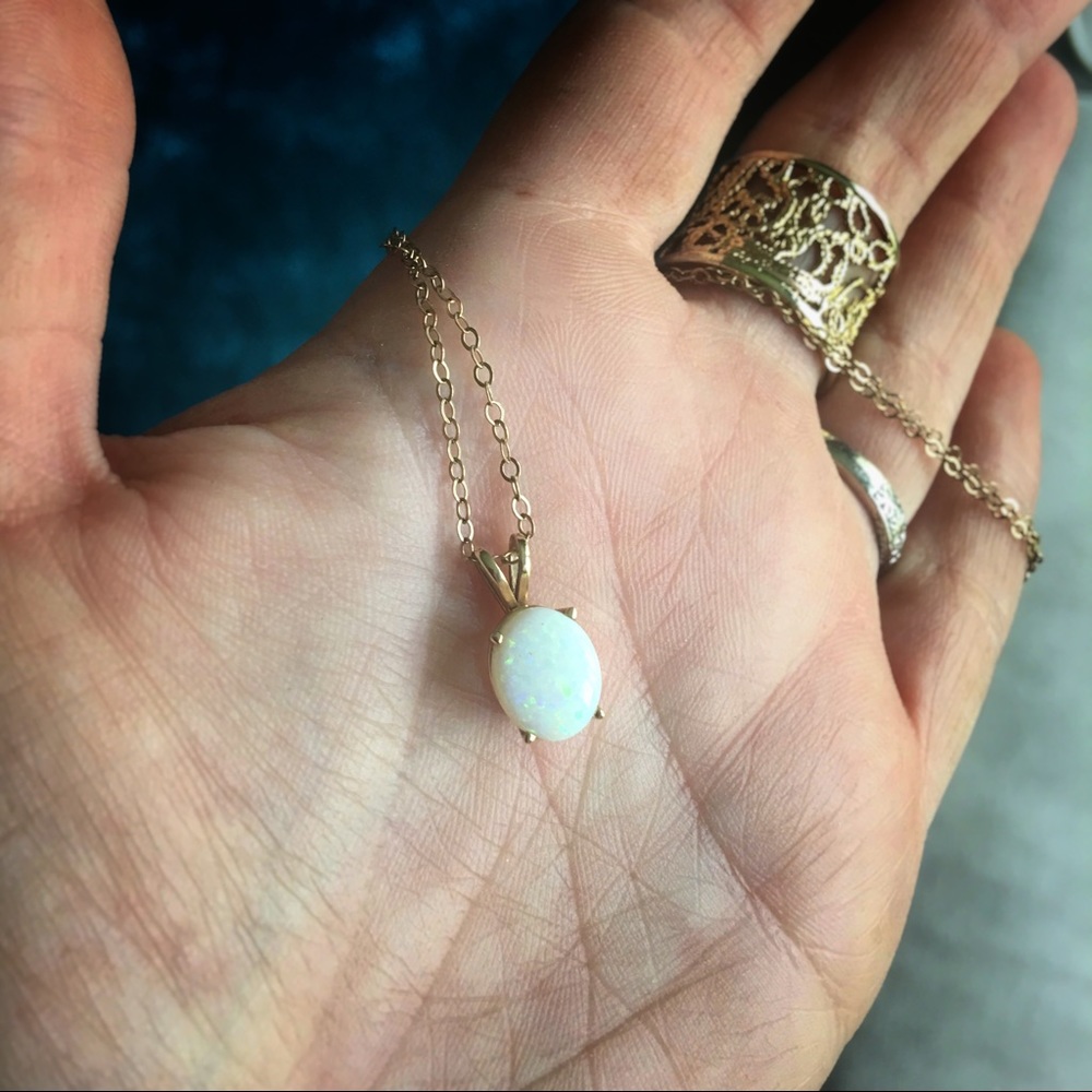 14k gold Opal Necklace