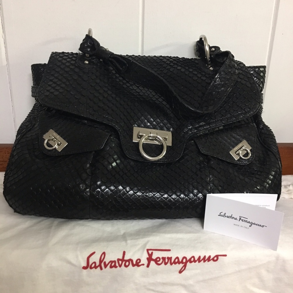 FERRAGAMO • Genuine Python Shoulder Bag