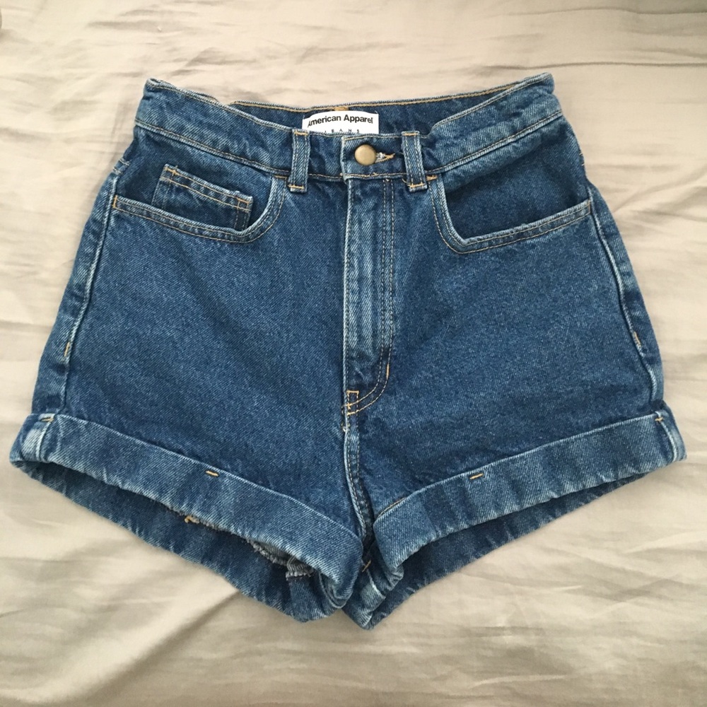American apparel high waisted jean shorts