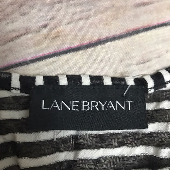 Lane Bryant 18 Striped Keyhole Back Sheer Blouse - Picture 3 of 3