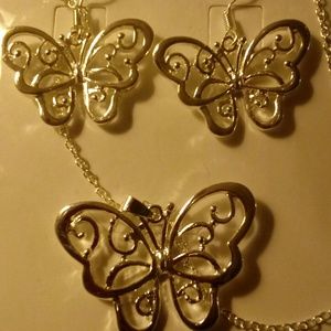Butterfly Necklace & Earrings Set