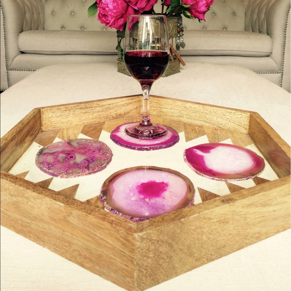 Pink Agate Slab Coasters
