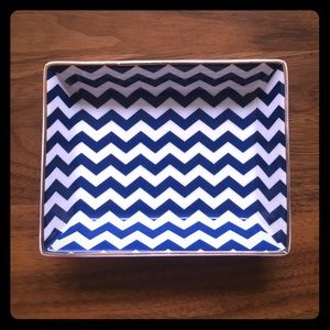 SALE! J. Crew Navy & White Chevron Jewelry Dish