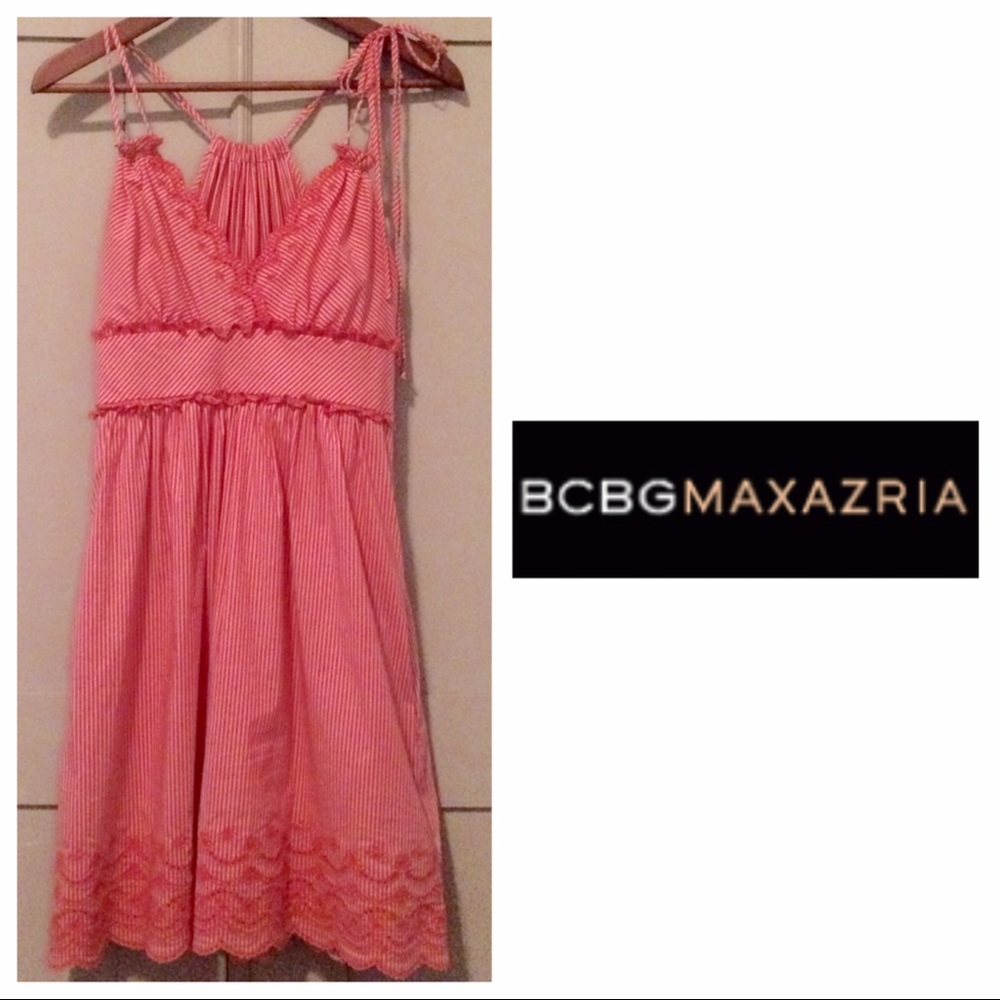 BCBG Maxazria Candy Striped Strappy Eyelet Dress
