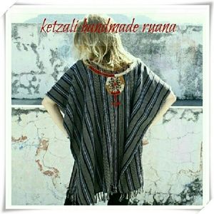Ketzali Sweaters - Ketzali Tijonel Handmade Ruana with Embroidery Ketzali Sweaters - Ketzali Tijonel Handmade Ruana with Embroidery