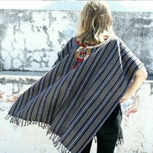 Ketzali Sweaters - Ketzali Tijonel Handmade Ruana with Embroidery Ketzali Sweaters - Ketzali Tijonel Handmade Ruana with Embroidery