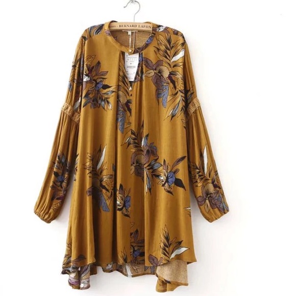 Boho  Chic Floral Print Tunic/Mini Dress - Picture 2 of 8