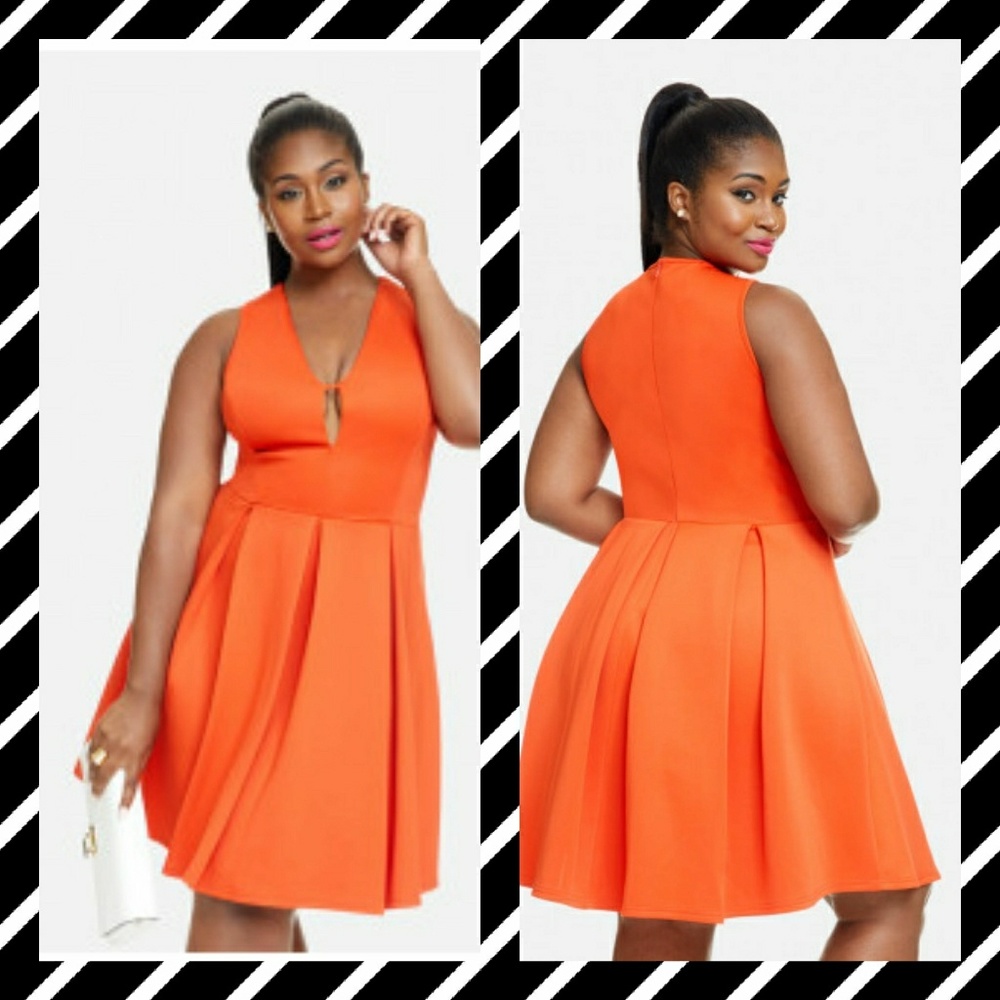 Sleveless Orange Flare Dress