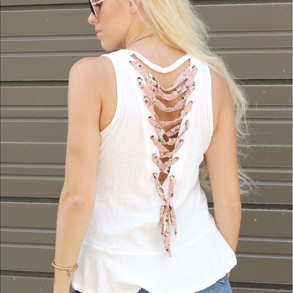 SALE! Pep Rally - Lace Up Peplum Top