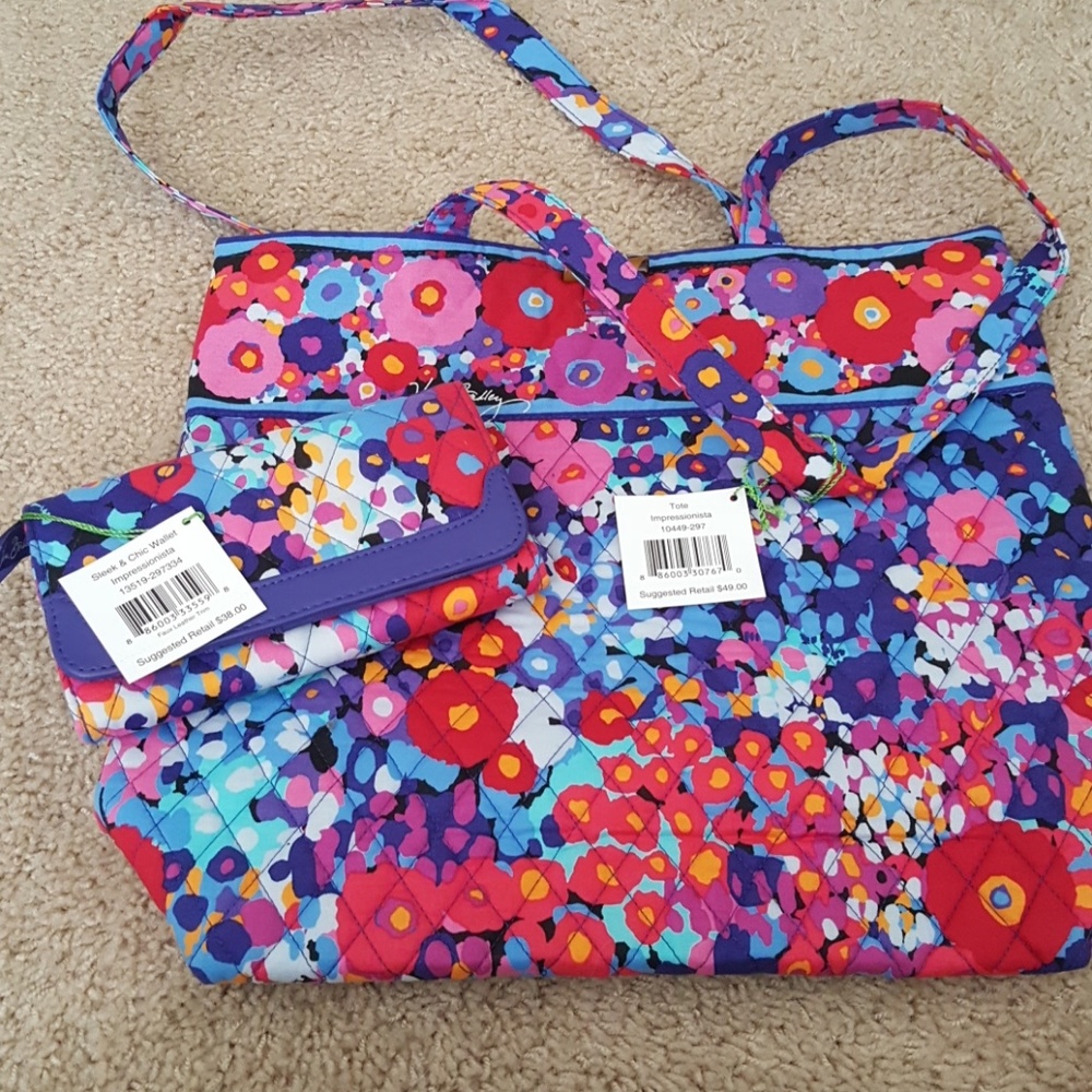 NWT Vera Bradley tote with matching wallet