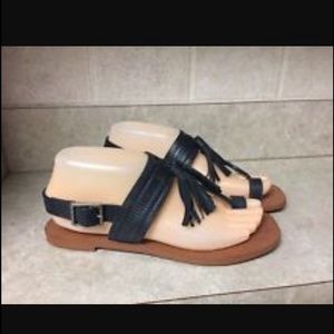 Madewell Renny embossed Tassel Sandals in Black