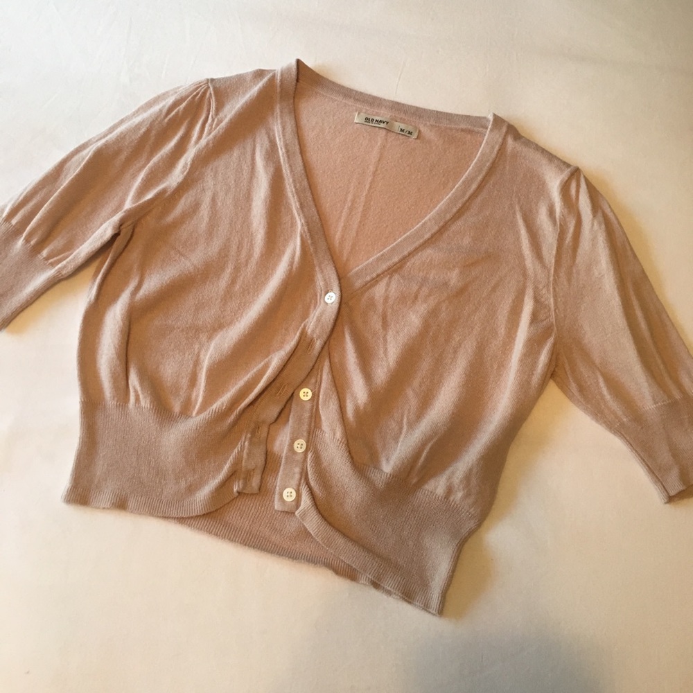 Old Navy tan, cropped lightweight cardigan