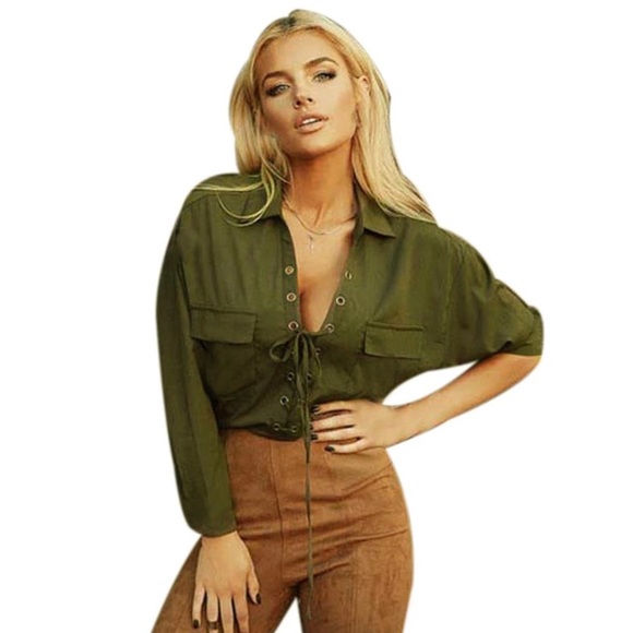 Last One ☝️ Giselle Lace Up Blouse - Picture 3 of 4