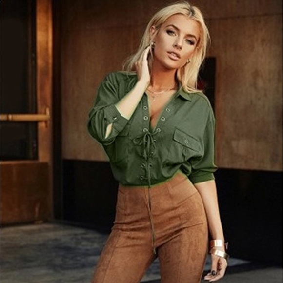 Last One ☝️ Giselle Lace Up Blouse - Picture 2 of 4