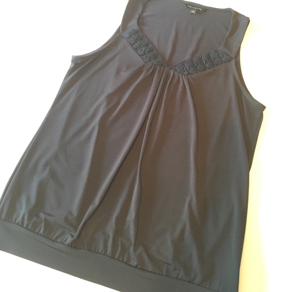 The Limited navy sleeveless top w/neckline detail