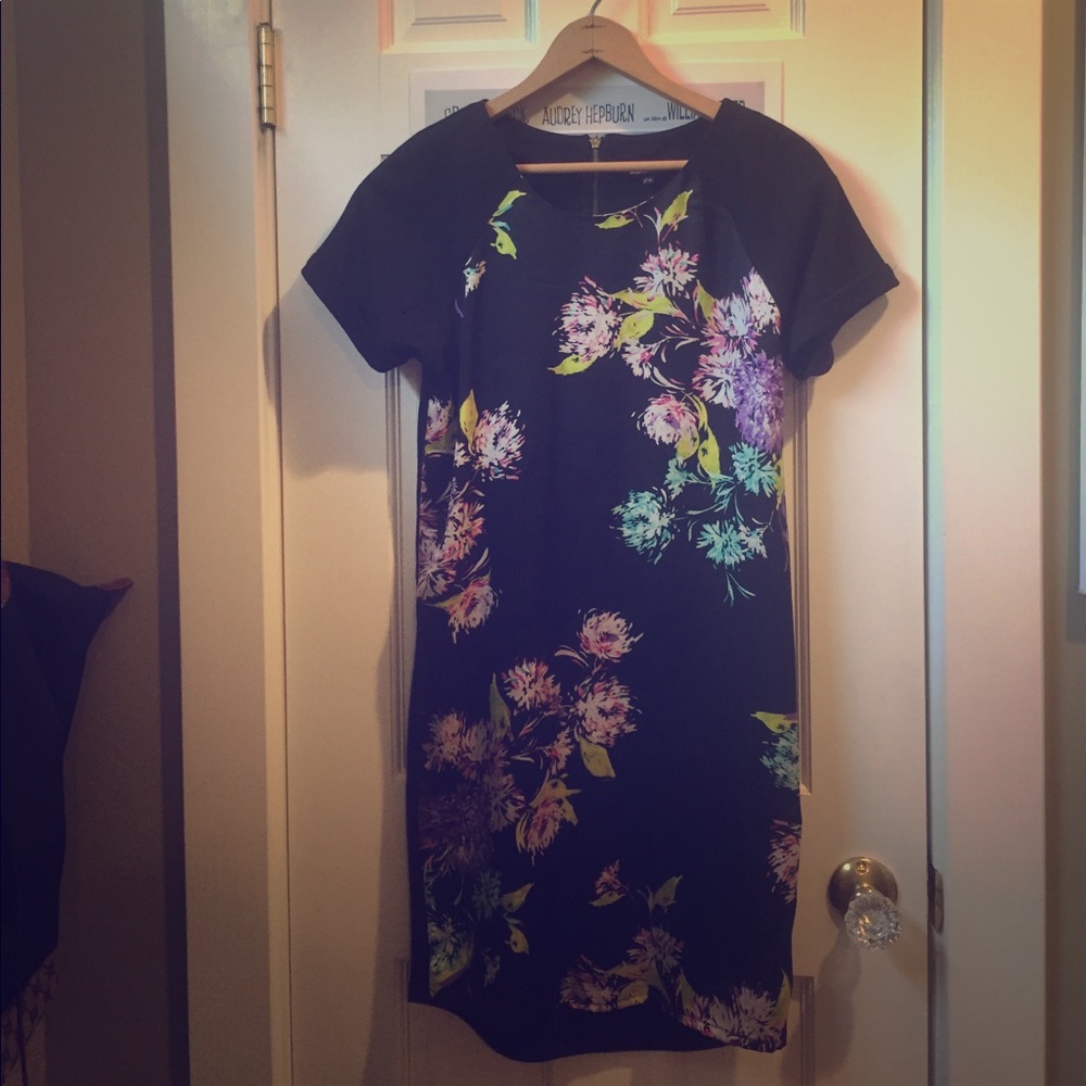 ASOS black floral T-shirt shift dress