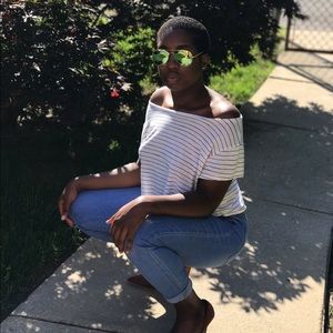 Striped Cold Shoulder Top