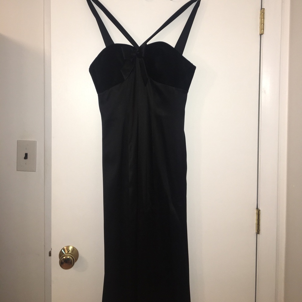 Black satin gown