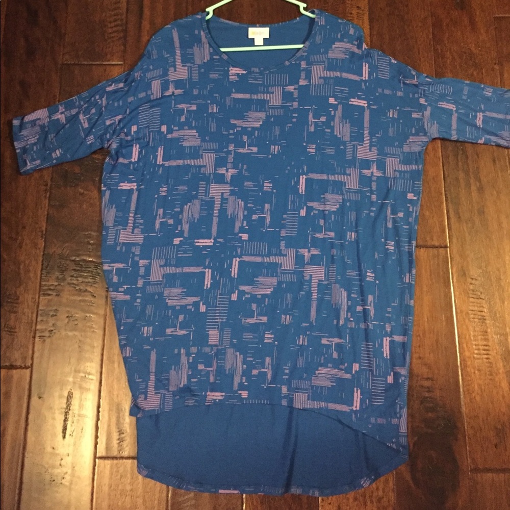 EUC LuLaRoe Blue and Pink Print Irma Tunic