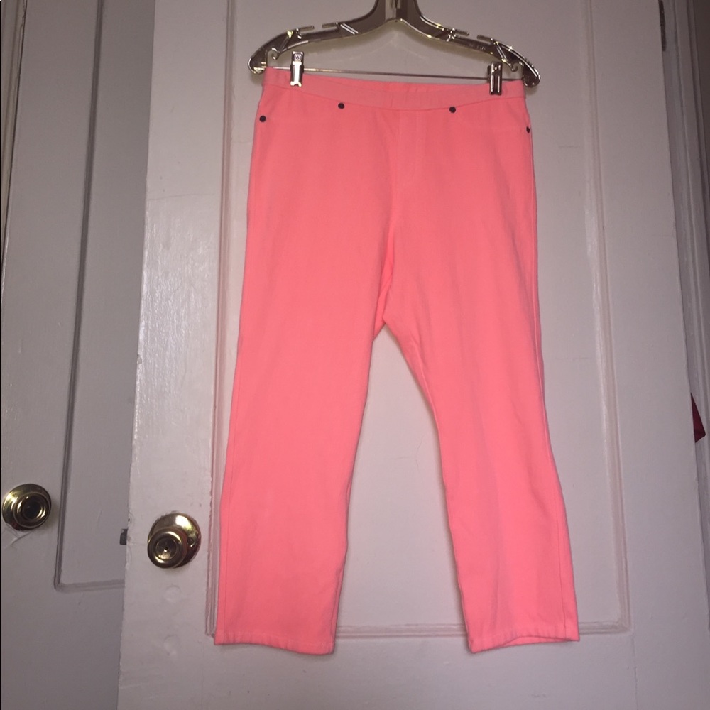 NWOT HUE neon orange jeggings