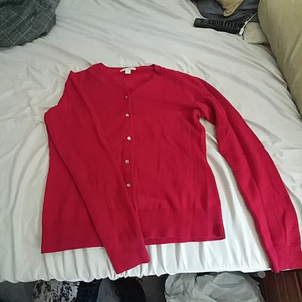 Red cardigan