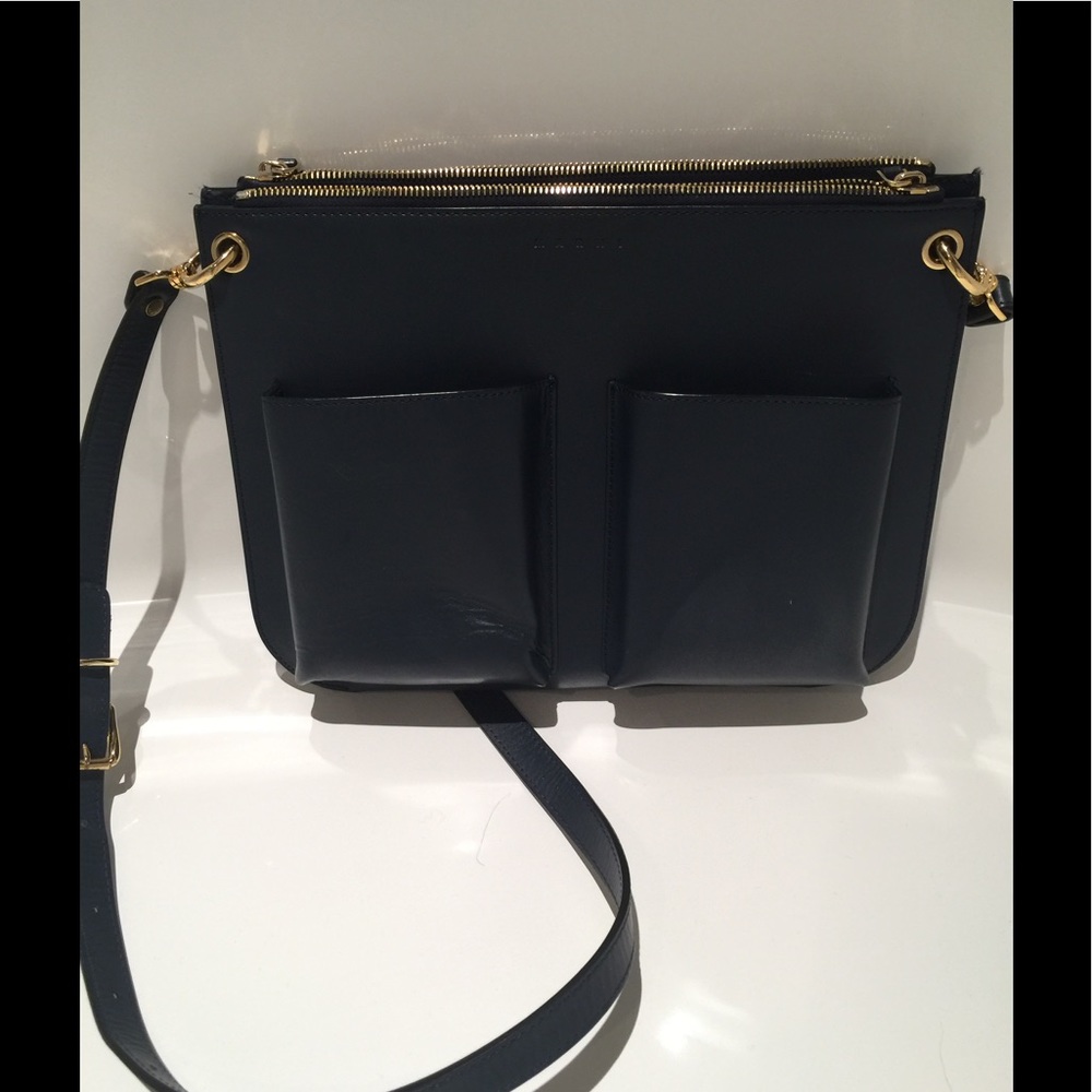 Navy Marni Bandoleer crossbody handbag