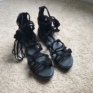 Women's Black Dream Pairs Lace Up Gladiators