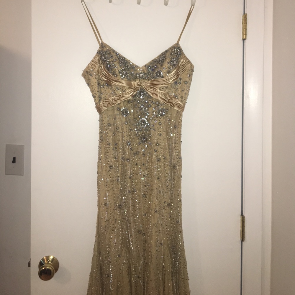 Long beaded formal dress