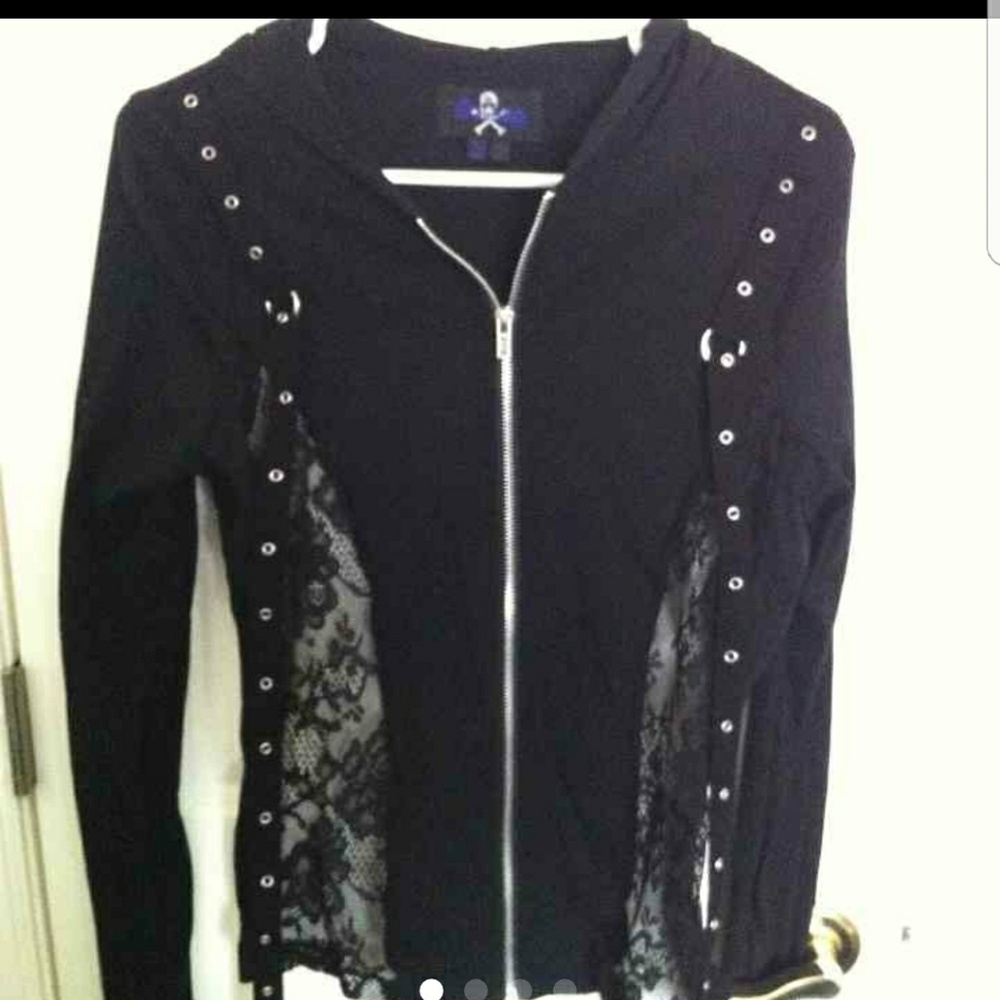 Royal bones mesh zip up hoodie hot topic