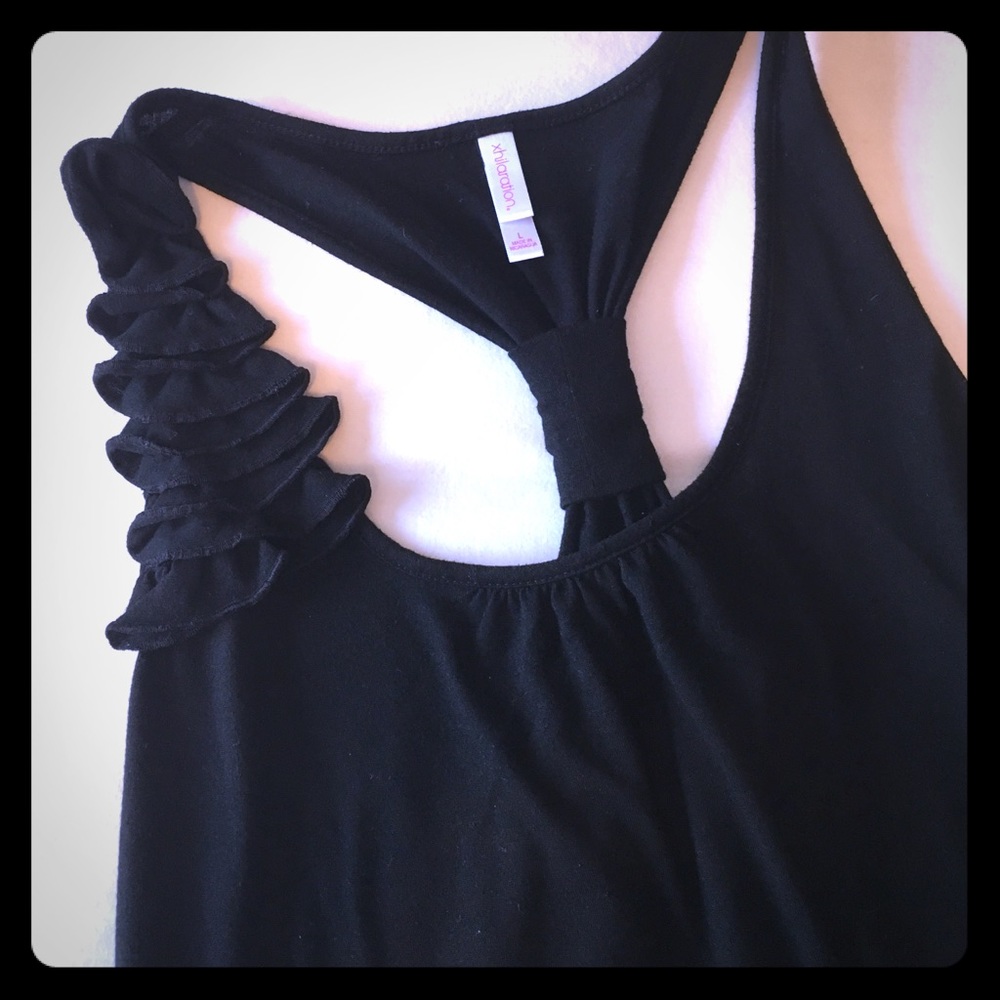 Xhilaration black tank top w/ruffle detail