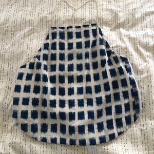 Blue and white beautiful ikat crop halter top
