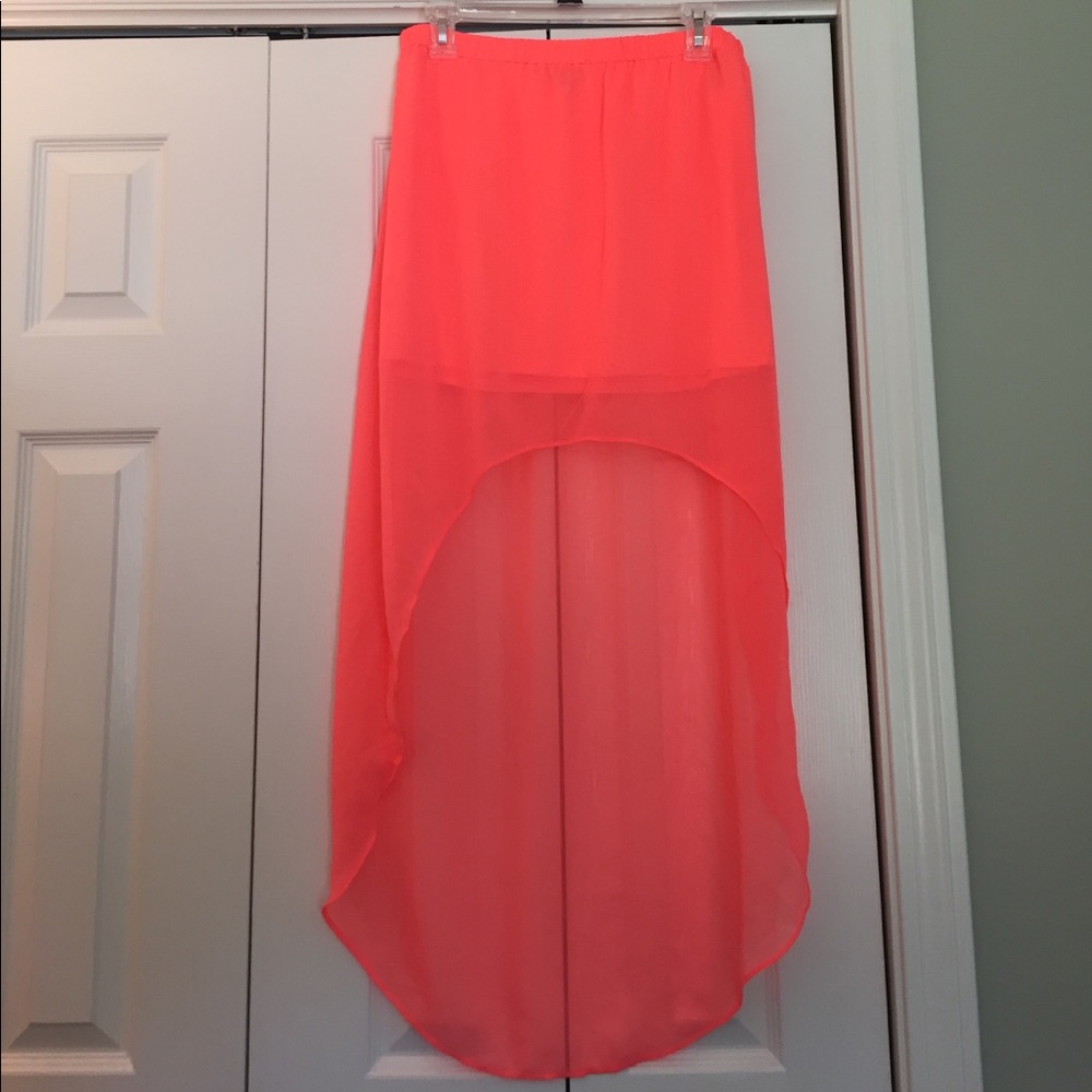 Express Neon Coral Maxi Skirt