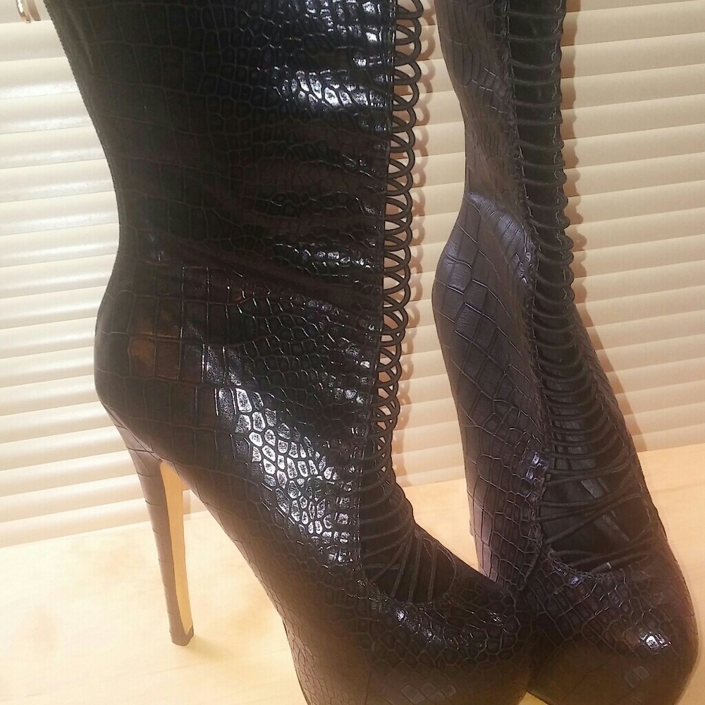 Black lacy boots