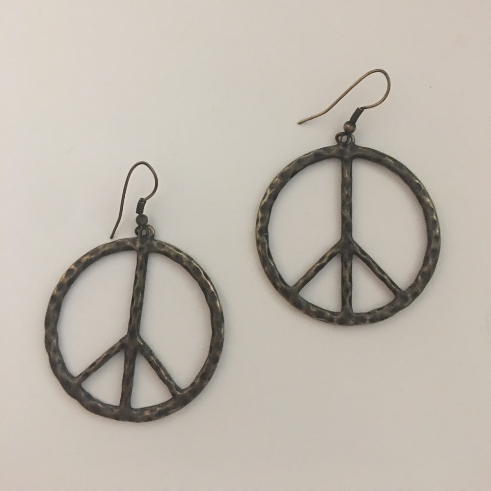 Bronze Peace Sign Earrings