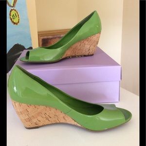 Lime green cork wedges