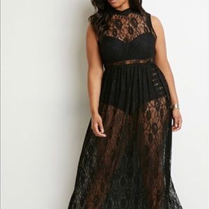 Forever 21 plus lace sheer maxi dress