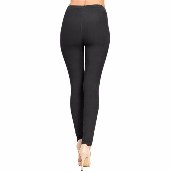 (Plus) Curvy Charcoal Gray Brushed Leggings - Picture 3 of 4