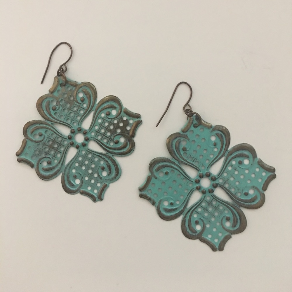 Turquoise & Bronze Metal Earrings