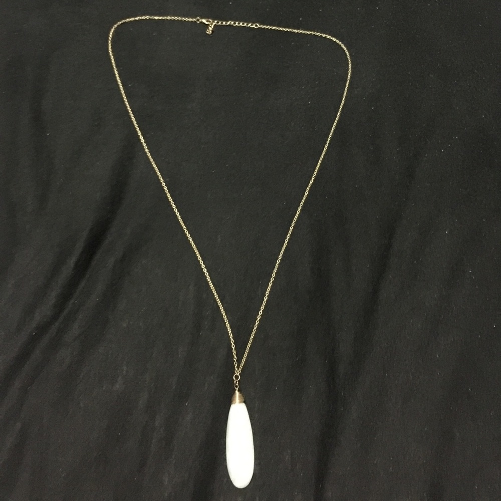 Long Necklace with Light Blue Pendant