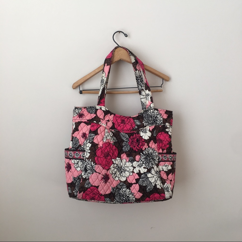 Vera Bradley Mocha Rouge Pleated Tote