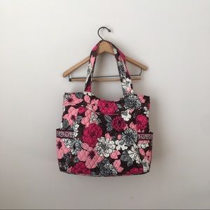 Vera Bradley Mocha Rouge Pleated Tote