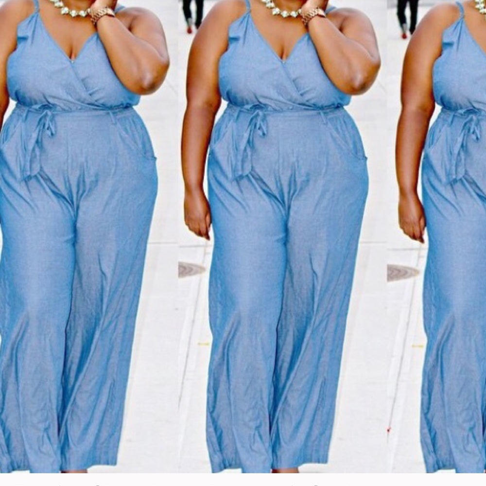 Dark chambray jumpsuit.  Slightly worn.