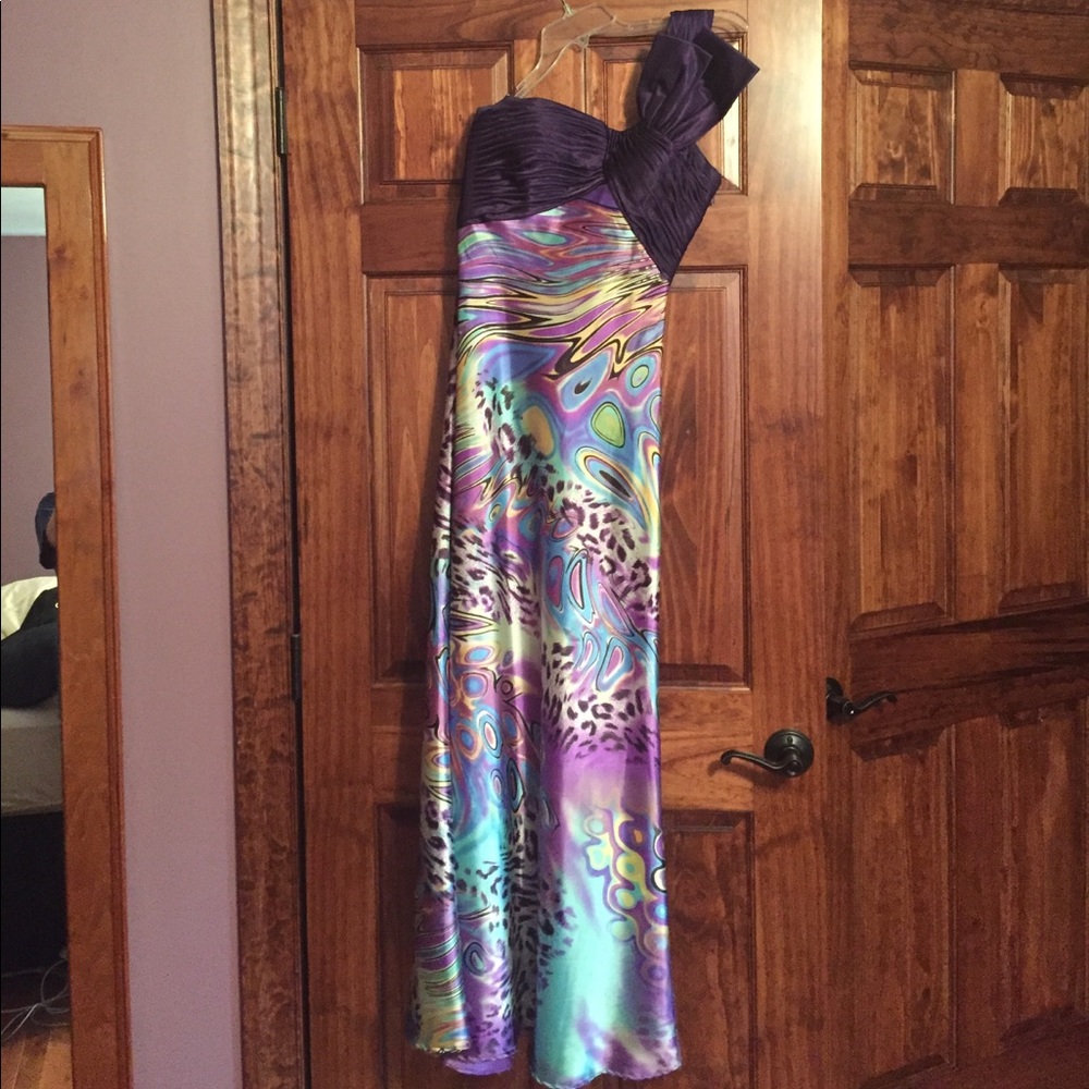 Purple Patterned Prom Dress