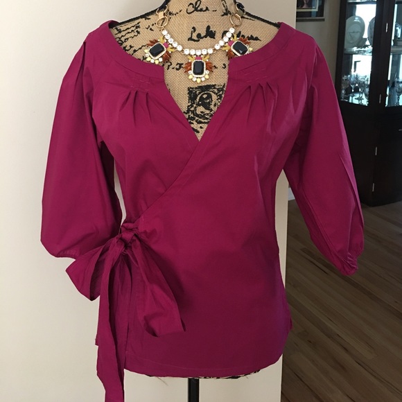 Banana Republic Tops - NWT Banana Republic Wine Colored Wrap Top Sz m