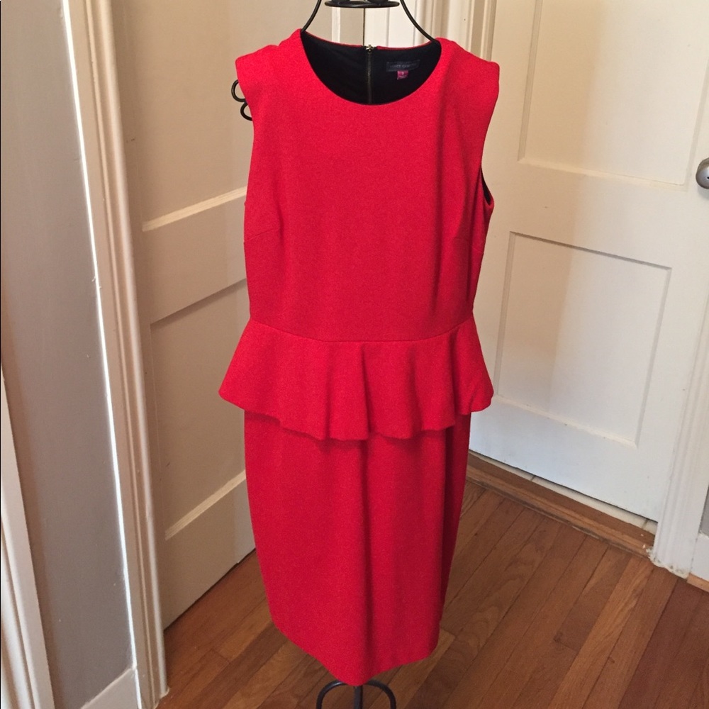Vince Camuto red peplum day dress. Size 8.