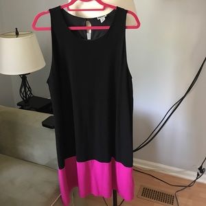 DKNY Size XL color blocked dress black and pink