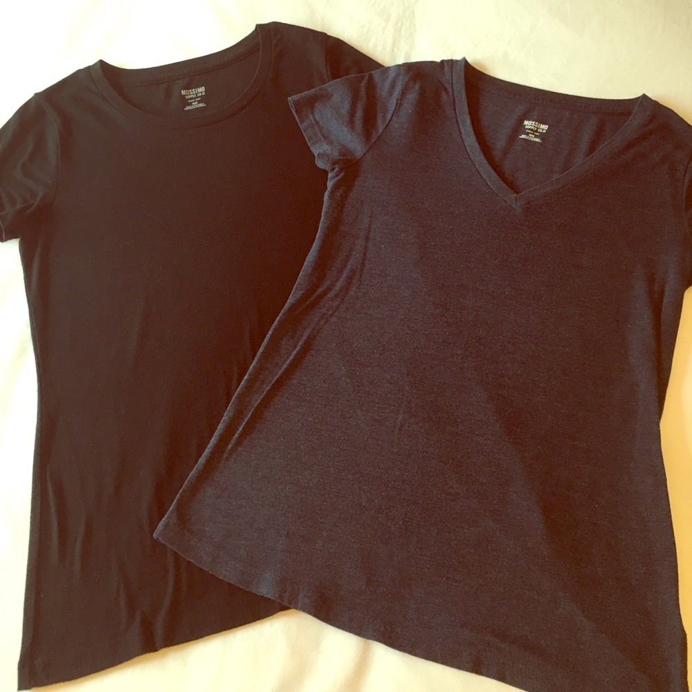 Mossimo t shirt lot, black crew neck, blue v-neck