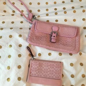 Pink Coach wallet and clutch
