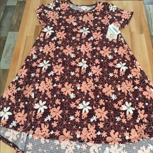 XS LULAROE striped-floral Carly dress